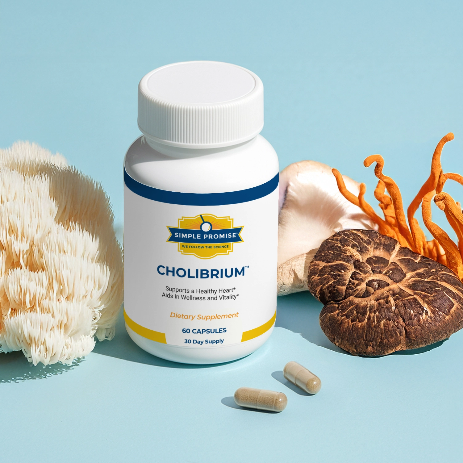 Cholibrium capsule bottle with supplement facts label visible